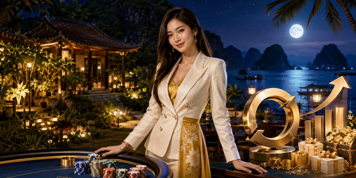 Cô gái trong trang phục áo dài tại Ninh Bình xem thông tin thưởng hoàn tiền khi đặt cược