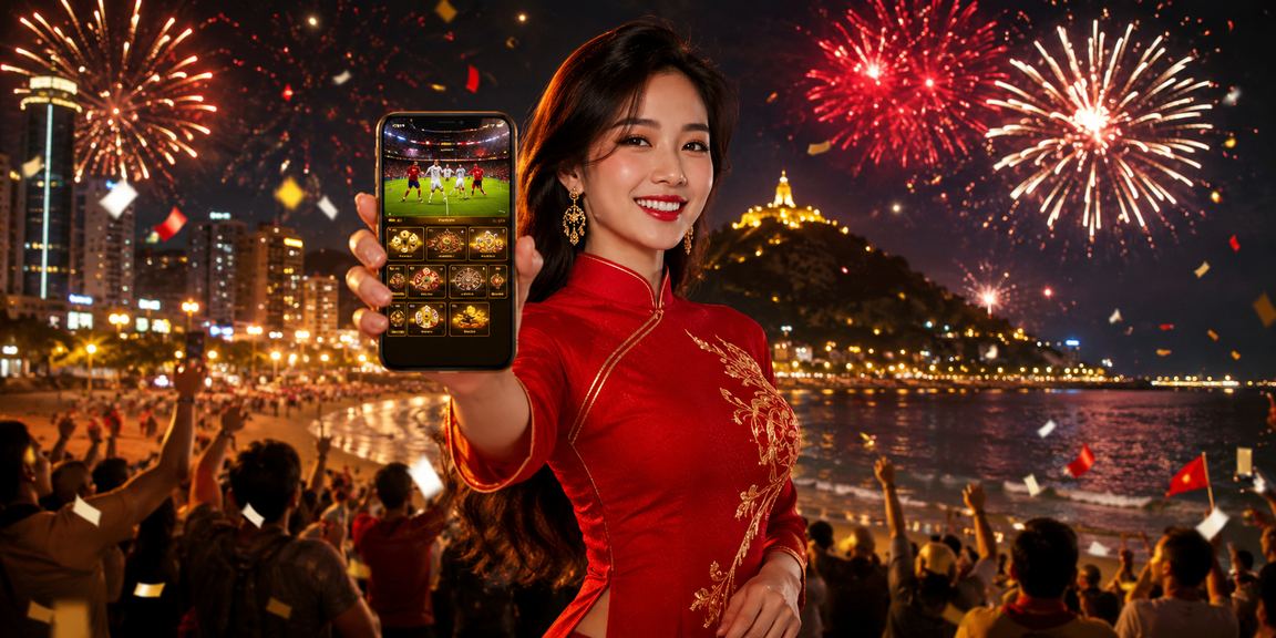 Người dùng Vũng Tàu mặc áo dài kiểm tra tài khoản và giao dịch trên ứng dụng casino